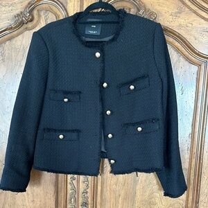 Mango black tweed jacket size xxl. Fits like a 14. Black